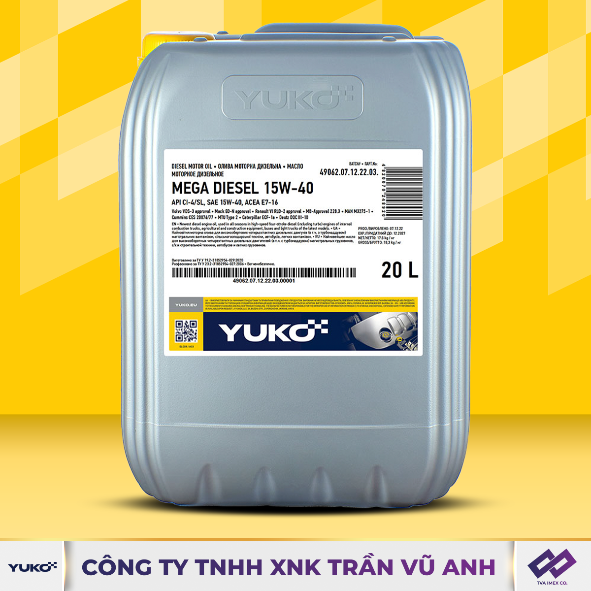 YUKO MEGA DIESEL 15W40 CI-4 20L